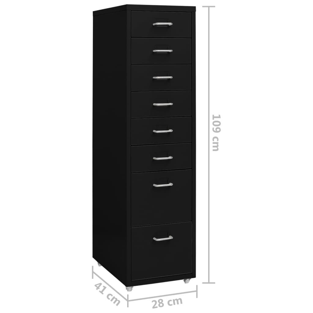 vidaXL Αρχειοθήκη Φορητή Μαύρη 28 x 41 x 109 εκ. Μεταλλική
