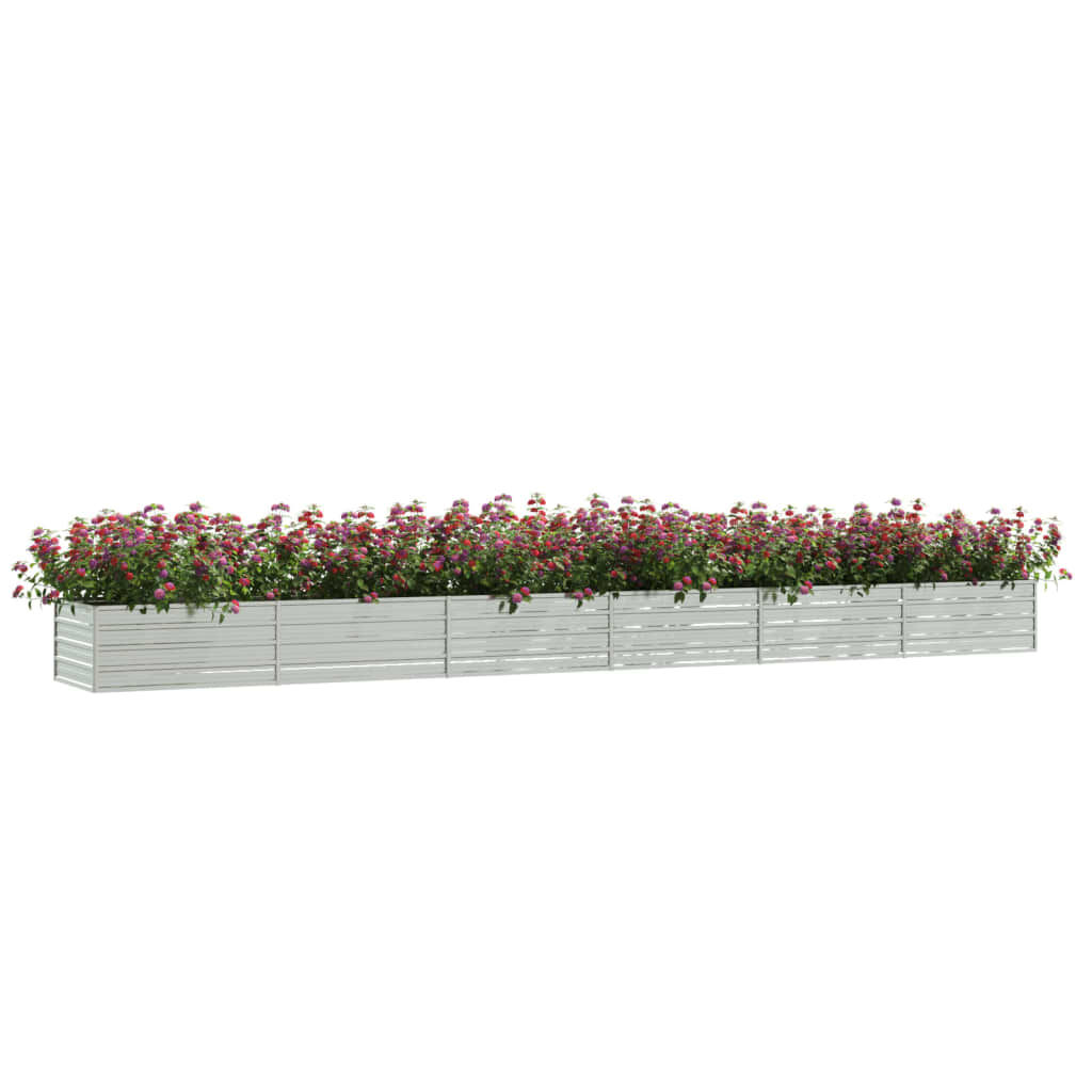 vidaXL Ζαρντινιέρα Υπερυψωμένη Ασημί 600x80x45 εκ. Γαλβανισμ. Χάλυβας