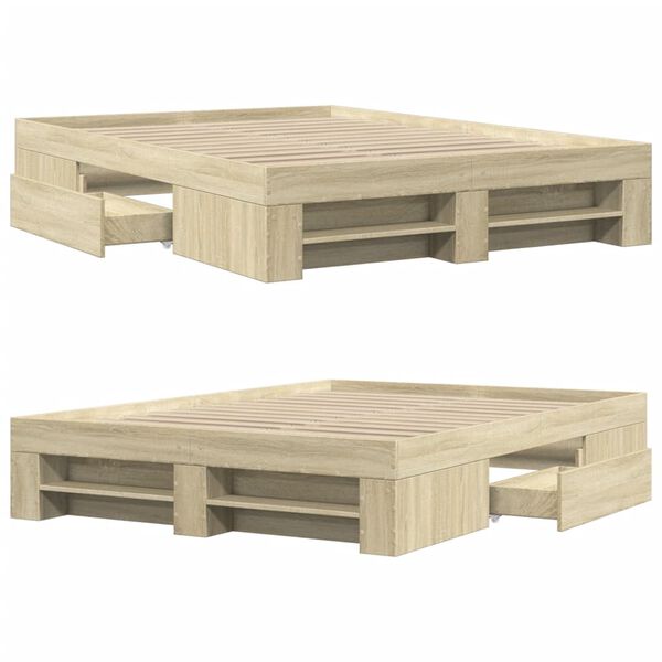 vidaXL Πλαίσιο Κρεβατιού Χωρ. Στρώμα Sonoma Δρυς 140x200εκ. Επ. Ξύλο