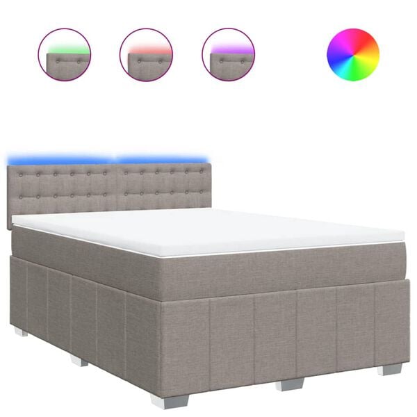 vidaXL &Kappa;&rho;&epsilon;&beta;ά&tau;&iota; Boxspring &mu;&epsilon; &Sigma;&tau;&rho;ώ&mu;&alpha; Taupe 140x190 &epsilon;&kappa;. &Upsilon;&phi;&alpha;&sigma;&mu;ά&tau;&iota;&nu;&omicron;