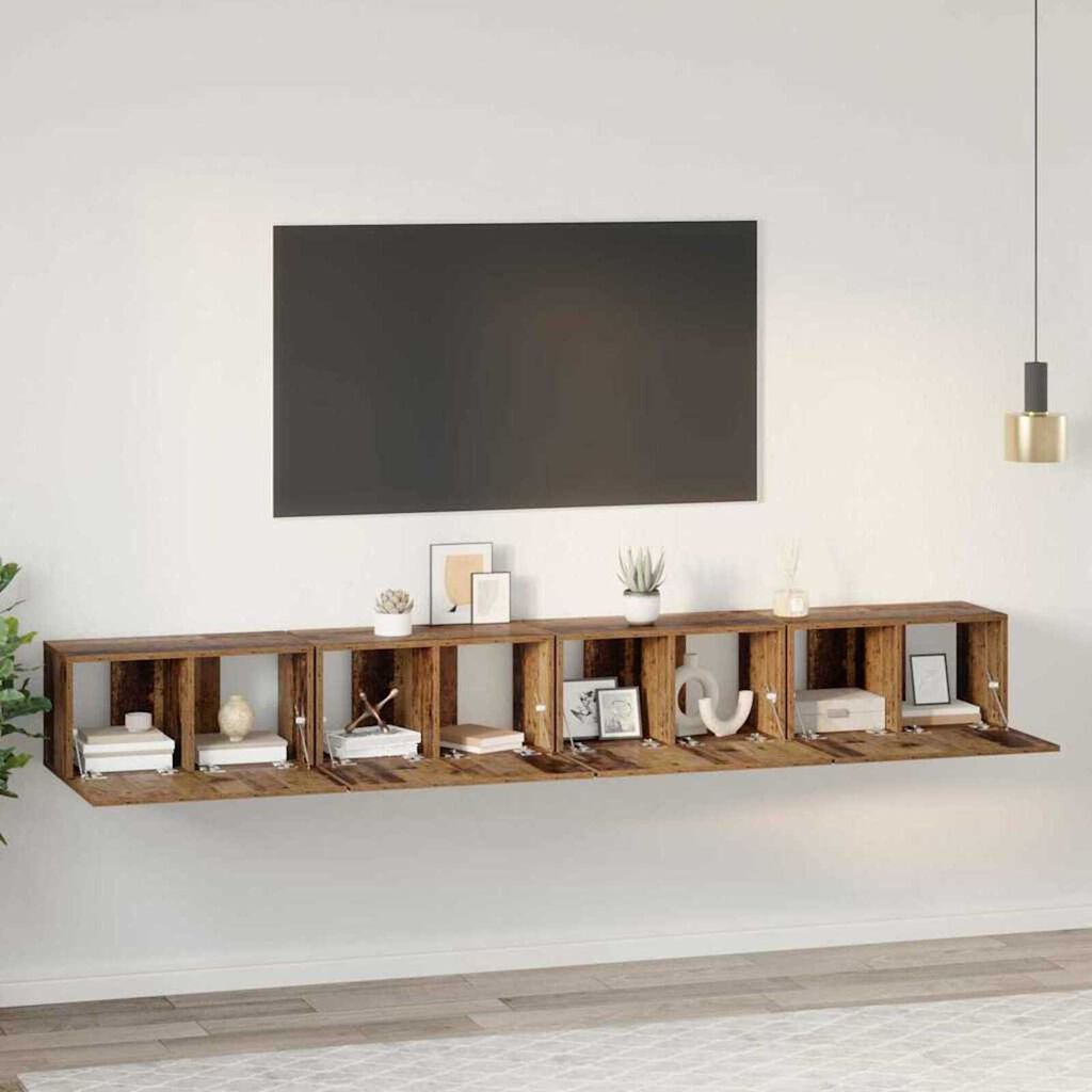 vidaXL Σετ επίπλου τηλεόρασης 4 pcs Παλαιό ξύλο 60 x 30 x 30 cm
