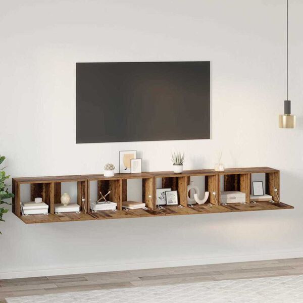 vidaXL Σετ επίπλου τηλεόρασης 4 pcs Παλαιό ξύλο 60 x 30 x 30 cm
