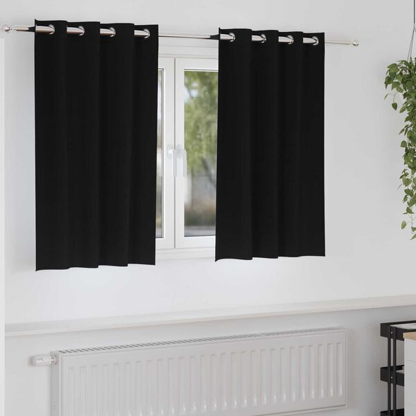 vidaXL Κουρτίνες με κουρτίνες 2 pcs Μαύρο 140 x 140 cm Πολυεστέρας
