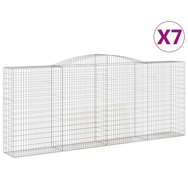 vidaXL Συρματοκιβώτια Τοξωτά 7 τεμ. 400x50x160/180 εκ. Γαλβαν. Ατσάλι