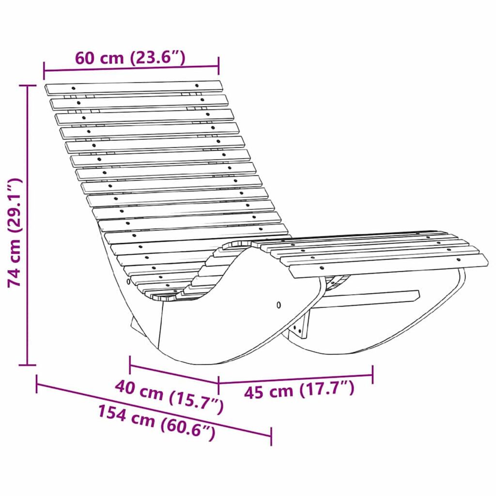 vidaXL Ξαπλώστρες με Κούνια 2 pcs Καφέ 154 x 60 x 74 εκ