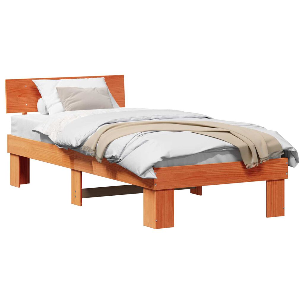 vidaXL Σκελετός Κρεβατιού Καφέ κεριού 90 x 190 cm Συμπαγές ξύλο πεύκου