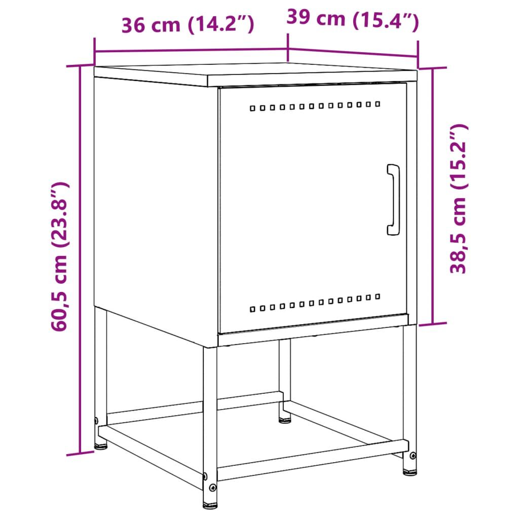 vidaXL Κομοδίνο Ανθρακί 36 x 39 x 60,5 εκ. Ατσάλινο