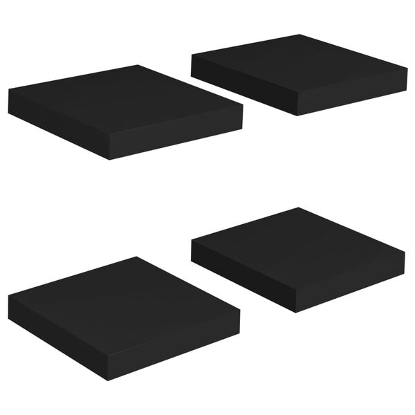 vidaXL Ράφια Τοίχου 4 τεμ. Μαύρα 23x23,5x3,8 εκ. MDF
