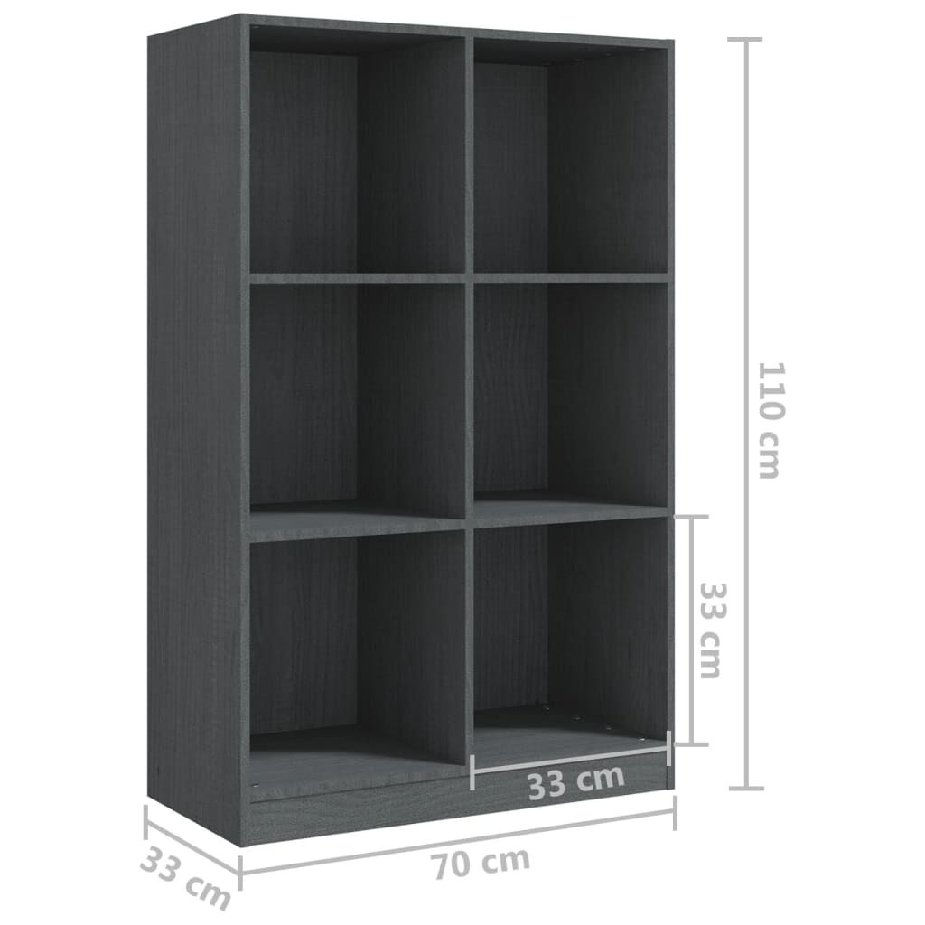 vidaXL Βιβλιοθήκη Γκρι 70 x 33 x 110 εκ. από Μασίφ Ξύλο Πεύκου