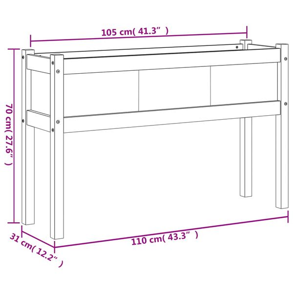 vidaXL Ζαρντινιέρα με Πόδια Καφέ Κεριού 110x31x70εκ. Μασίφ Ξύλο Πεύκου