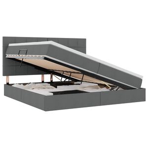 vidaXL Κρεβάτι Αποθήκης Σκούρο Γκρι 200 x 200 cm Τεχνητό Δέρμα