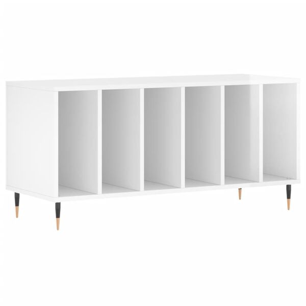 vidaXL Έπιπλο Δίσκων Γυαλ. Λευκό 100x38x48 εκ. από Επεξεργασμένο Ξύλο