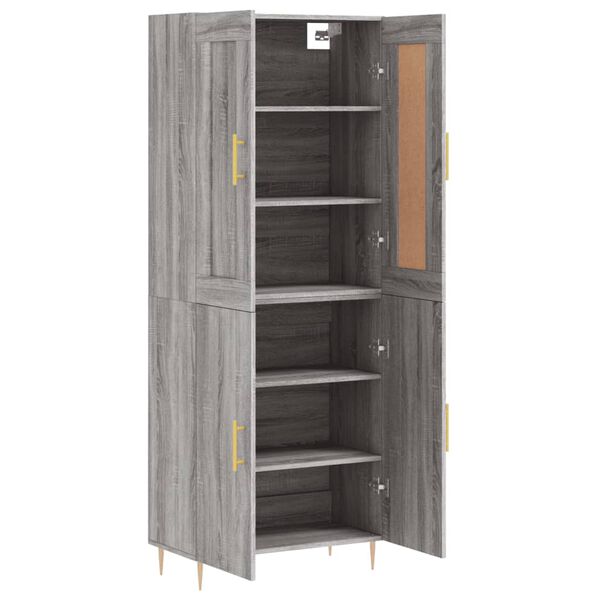 vidaXL Ντουλάπι Γκρι Sonoma 69,5 x 34 x 180 εκ. Επεξεργασμένο Ξύλο