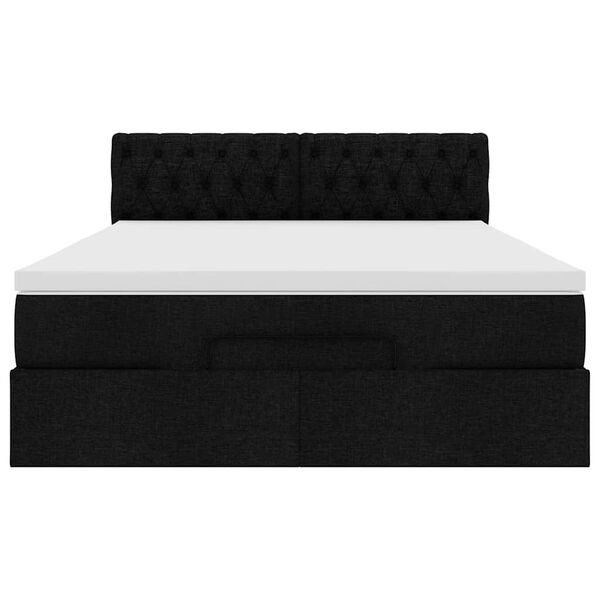 vidaXL Οθωμανικό κρεβάτι με στρώμα Μαύρο 140x190cm Ύφασμα