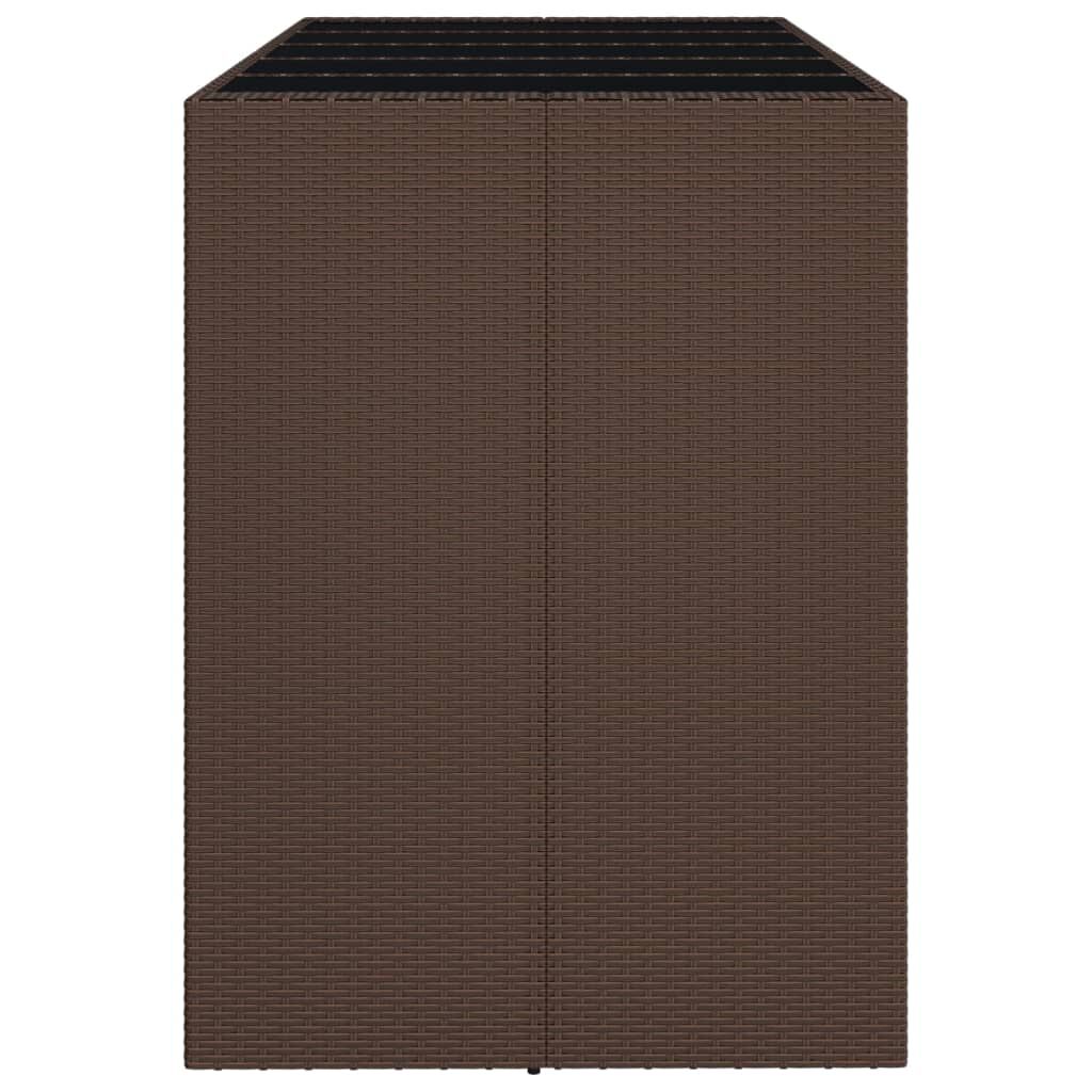 vidaXL Τραπέζι Μπαρ με Γυάλ. Επιφάνεια Καφέ 185x80x110 εκ. Συνθ. Ρατάν