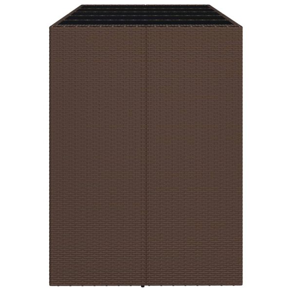 vidaXL Τραπέζι Μπαρ με Γυάλ. Επιφάνεια Καφέ 185x80x110 εκ. Συνθ. Ρατάν