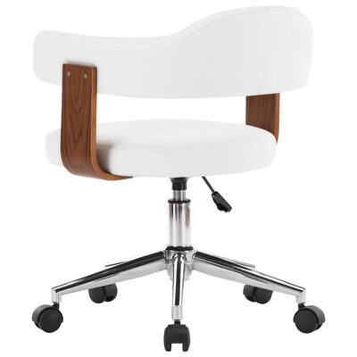 vidaXL Καρέκλα Γραφείου Περιστρεφόμενη Λευκή Λυγισ. Ξύλο/Συνθετ. Δέρμα