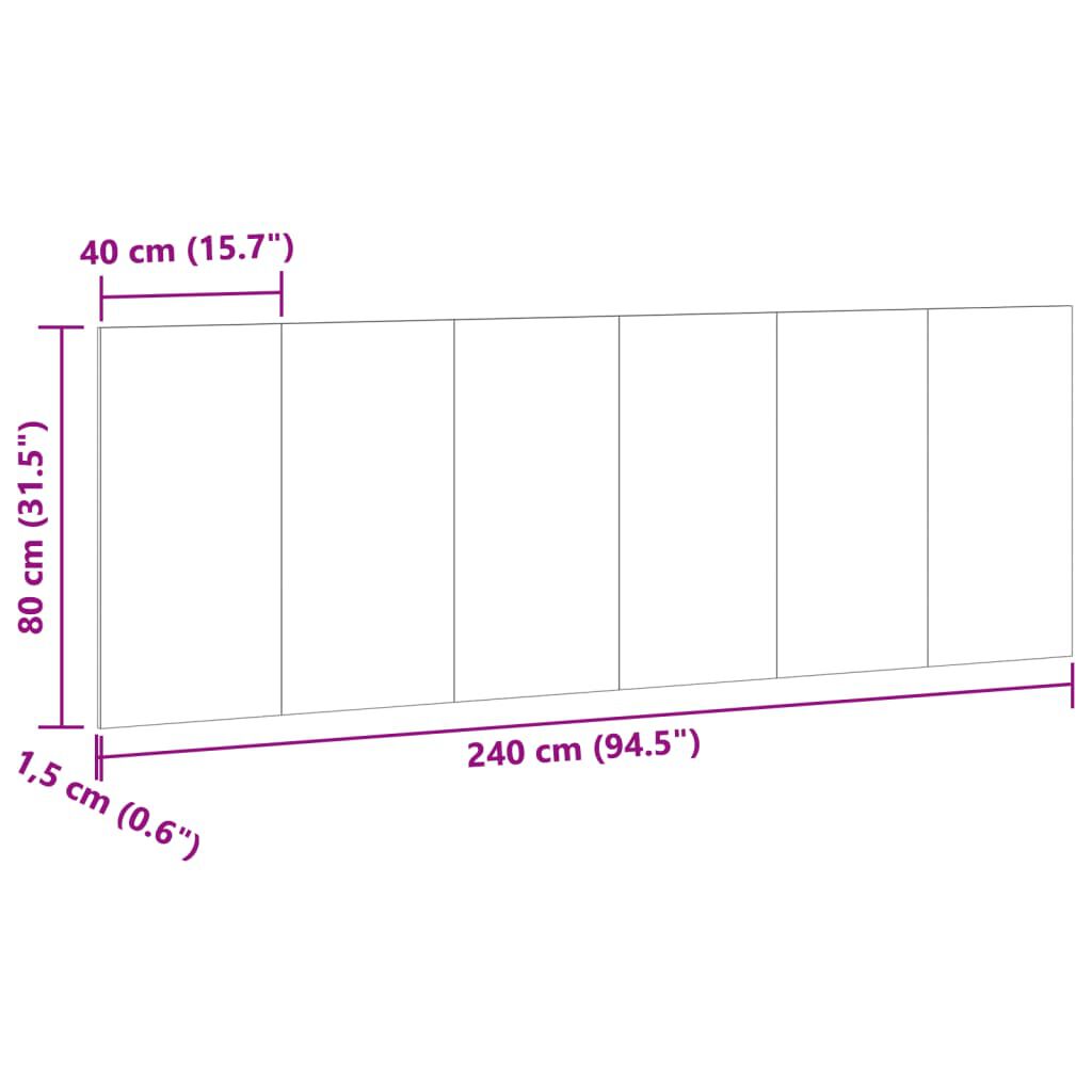 vidaXL Κεφαλάρι Κρεβατιού Αρτισιανή Δρυς 240x1,5x80εκ Επεξεργ. Ξύλο