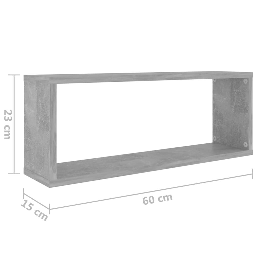vidaXL Ράφια Κύβοι Τοίχου 2 τεμ. Γκρι Σκυρ. 60x15x23εκ. από Επεξ. Ξύλο