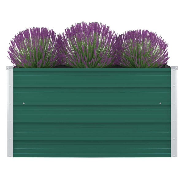 vidaXL Ζαρντινιέρα Ψηλή Πράσινη 100x100x45 εκ. Γαλβανισμένος Χάλυβας