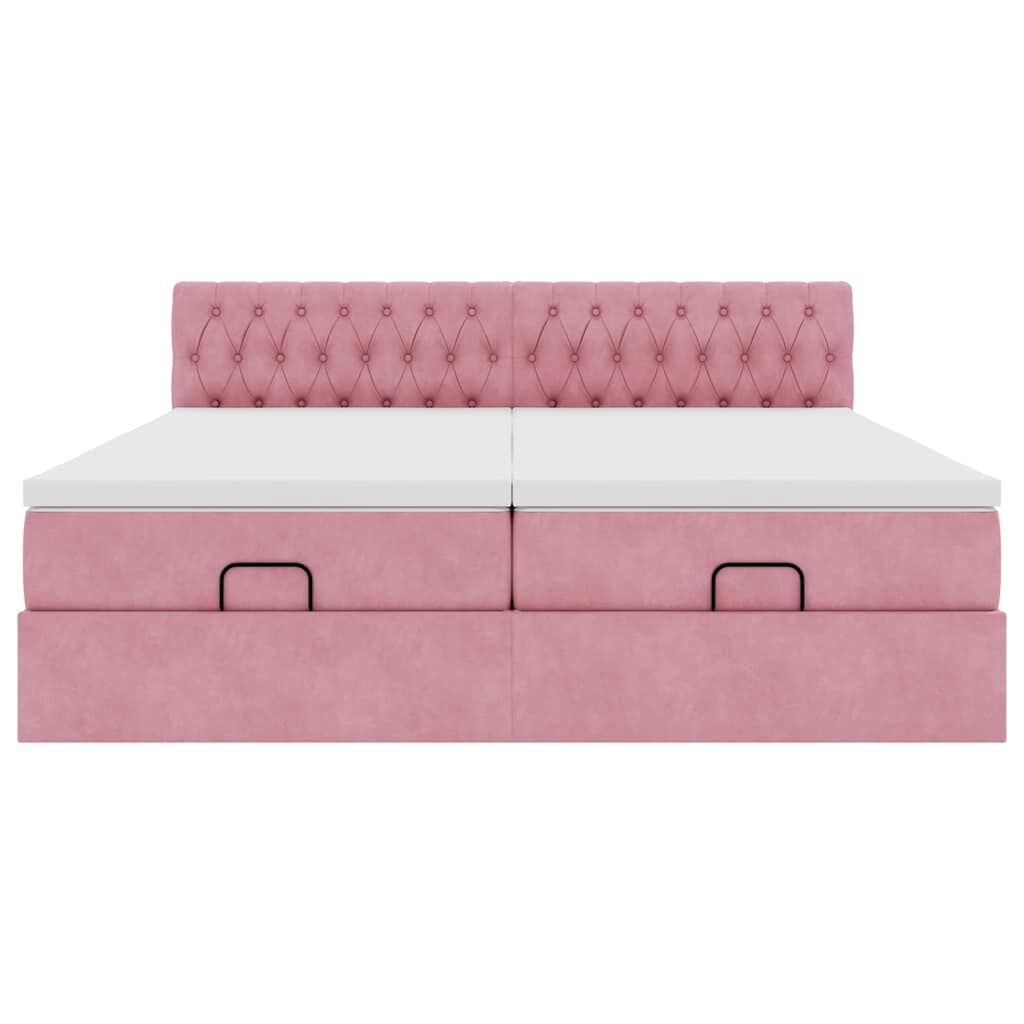 vidaXL Οθωμανικό κρεβάτι με στρώματα ροζ 180x200cm Velvet