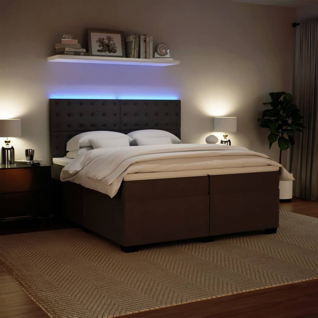 vidaXL Κρεβάτι Boxspring με Στρώμα Ανοιχτό Γκρι 200x200 εκ. Βελούδινο