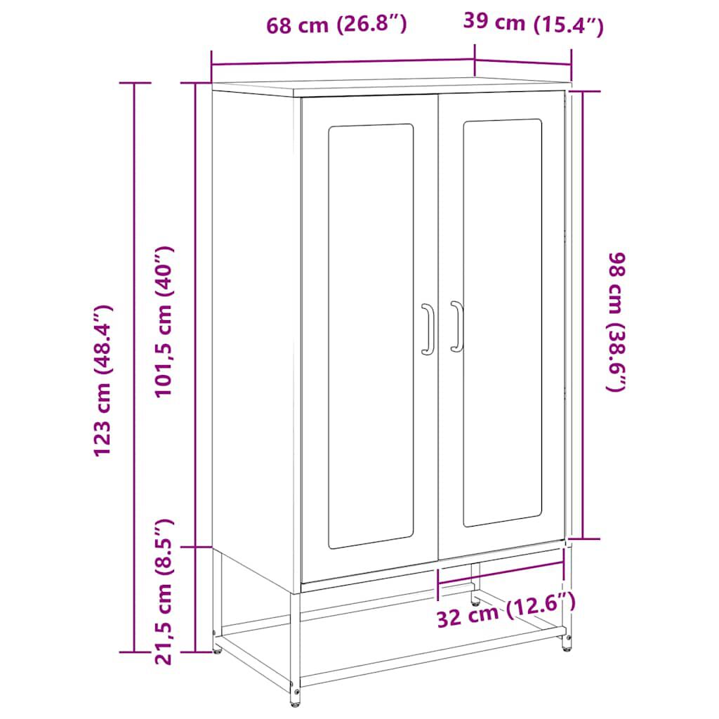 vidaXL Highboard Μαύρο 68x39x123 cm Χάλυβας