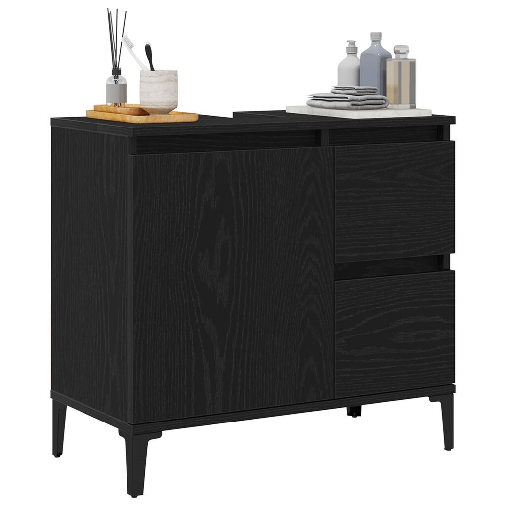 vidaXL Ντουλάπι Νιπτήρα Μαύρη Δρυς 65x33x60 εκ. Ξύλο Επεξεργασμένο