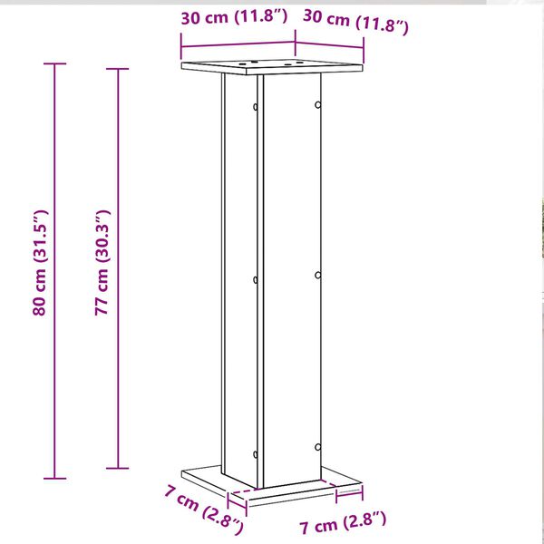 vidaXL Βάσεις Ηχείων 2 τμχ Μαύρο Δρυς 30x30x80 εκ Επεξεργασμένο Ξύλο