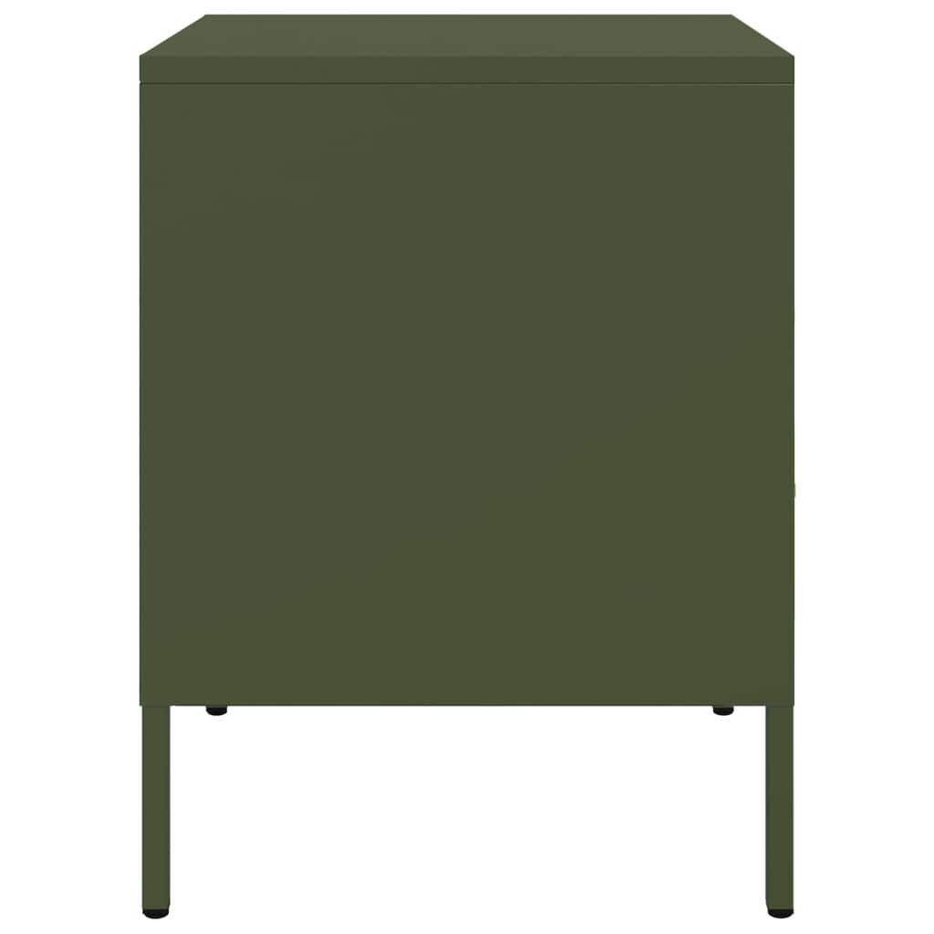 vidaXL Κομοδίνο Πράσινο Λαδί 36x39x50,5 εκ. από Χάλυβα