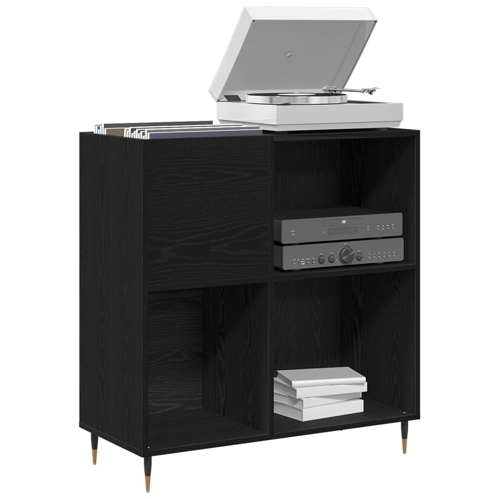 vidaXL Ντουλάπι Δισκογραφίας Μαύρη Δρυς 84,5x38x89 εκ Επεξεργασμένο Ξύλο