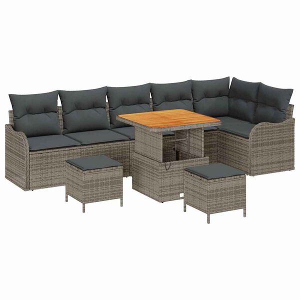 vidaXL Σετ Καναπέ Κήπου 9 pcs Γκρι συνθετικό ρατάν