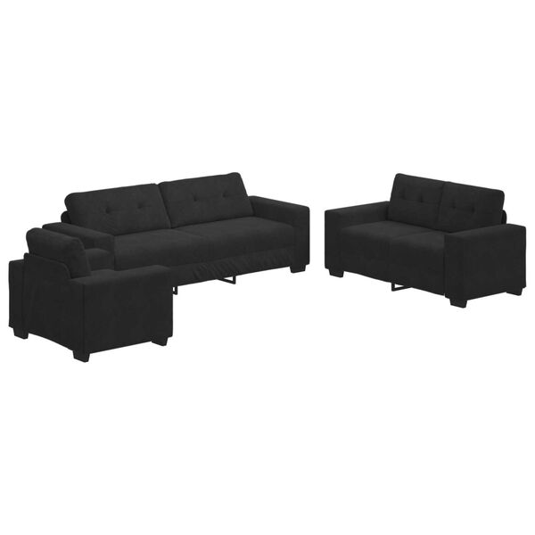 vidaXL Σετ Καναπέ με μαξιλάρι 3 pcs Μαύρο 221 x 78 x 80 εκ Βελούδο
