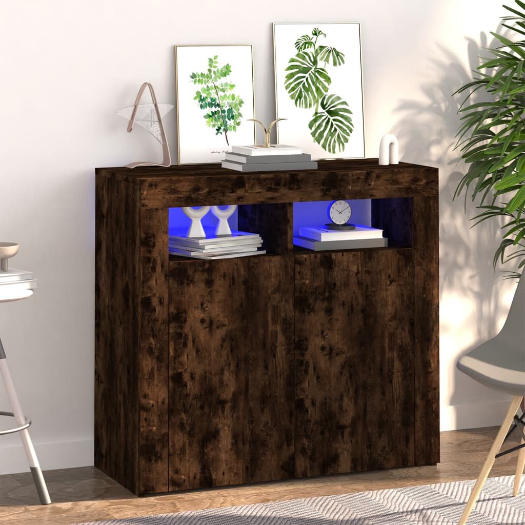 vidaXL Ντουλάπι με LED Καπνιστή Δρυς 80 x 35 x 75 εκ.