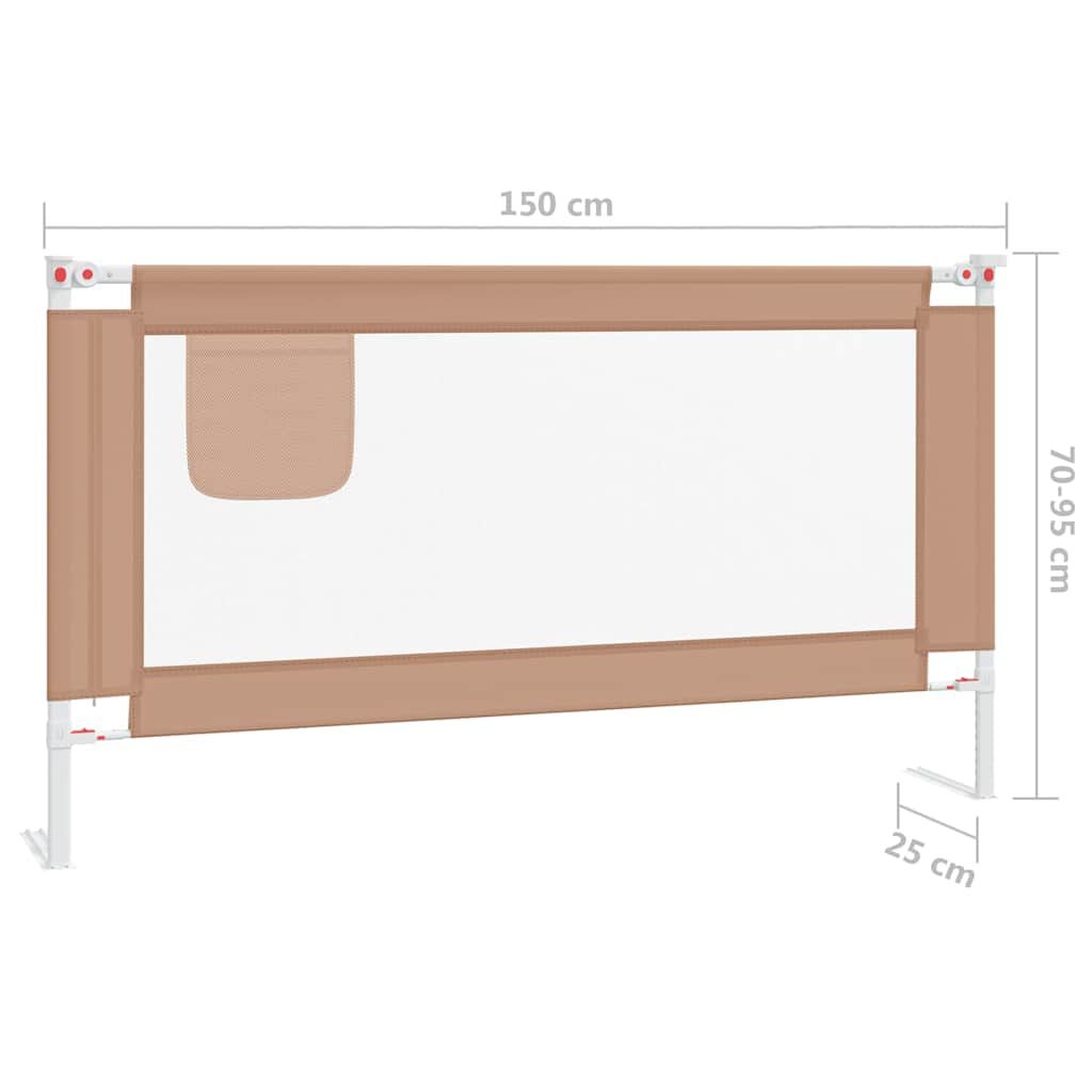 vidaXL Μπάρα Κρεβατιού Προστατευτική Taupe 150 x 25 εκ. Υφασμάτινη