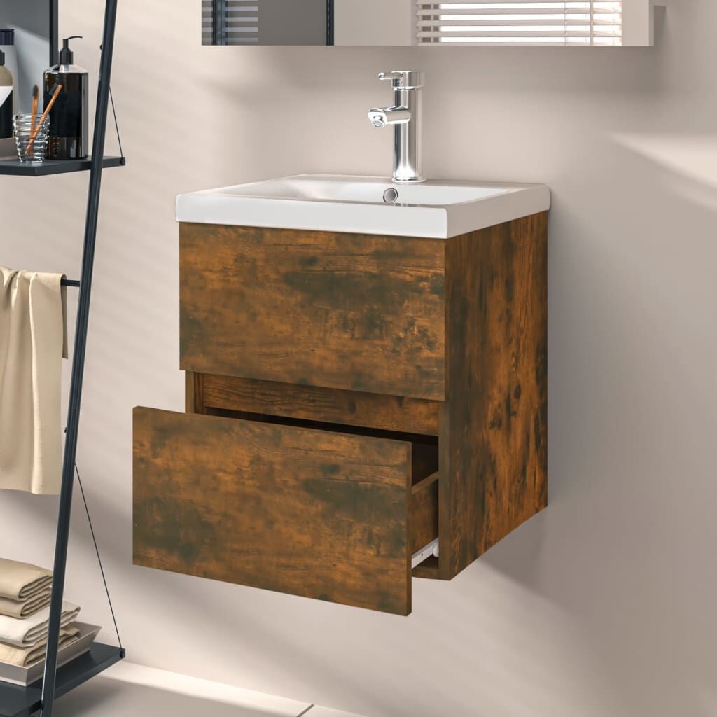 vidaXL Ντουλάπι Νιπτήρα Καπνιστή Δρυς 41x38,5x45 εκ. Επεξεργ. Ξύλο