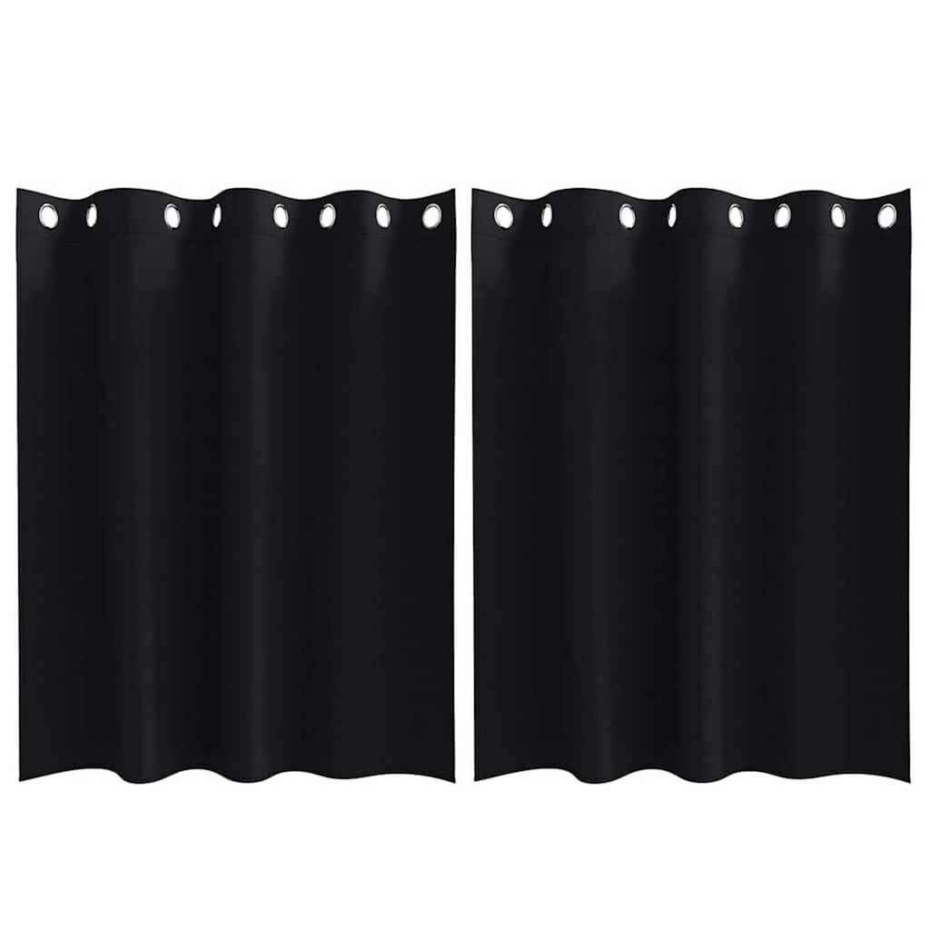 vidaXL Κουρτίνες με κουρτίνες 2 pcs Μαύρο Πολυεστέρας