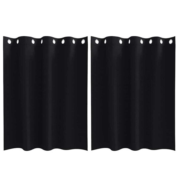 vidaXL Κουρτίνες με κουρτίνες 2 pcs Μαύρο Πολυεστέρας