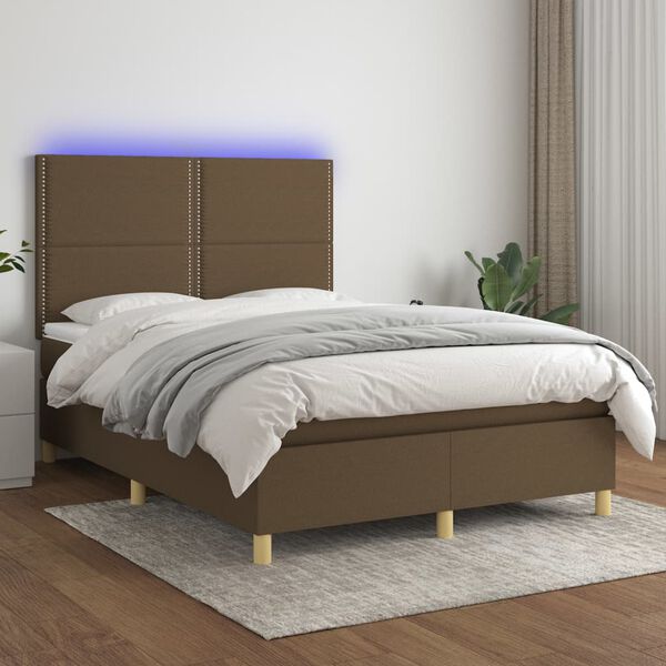 vidaXL &Kappa;&rho;&epsilon;&beta;ά&tau;&iota; Boxspring &mu;&epsilon; &Sigma;&tau;&rho;ώ&mu;&alpha; & LED &Sigma;&kappa;.&Kappa;&alpha;&phi;έ 140x200 &epsilon;&kappa; &Upsilon;&phi;&alpha;&sigma;&mu;ά&tau;&iota;&nu;&omicron;