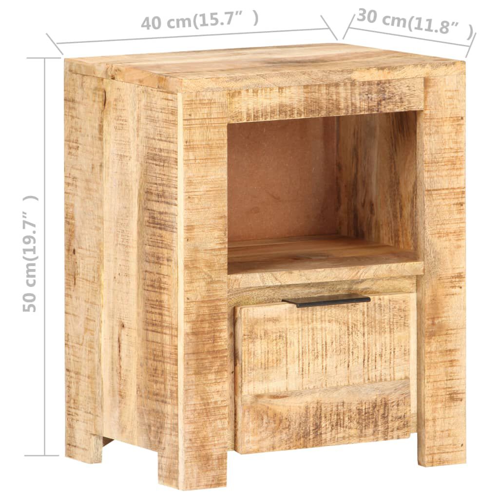 vidaXL Κομοδίνο 40 x 30 x 50 εκ. από Ακατέργαστο Ξύλο Μάνγκο