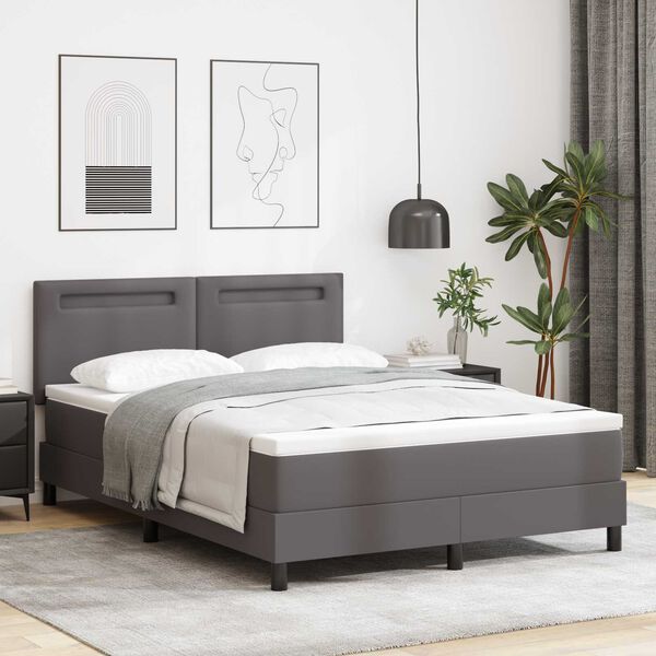 vidaXL Κρεβάτι με Στρώμα Γκρι - 140x200 εκ., Ψεύτικο Δέρμα