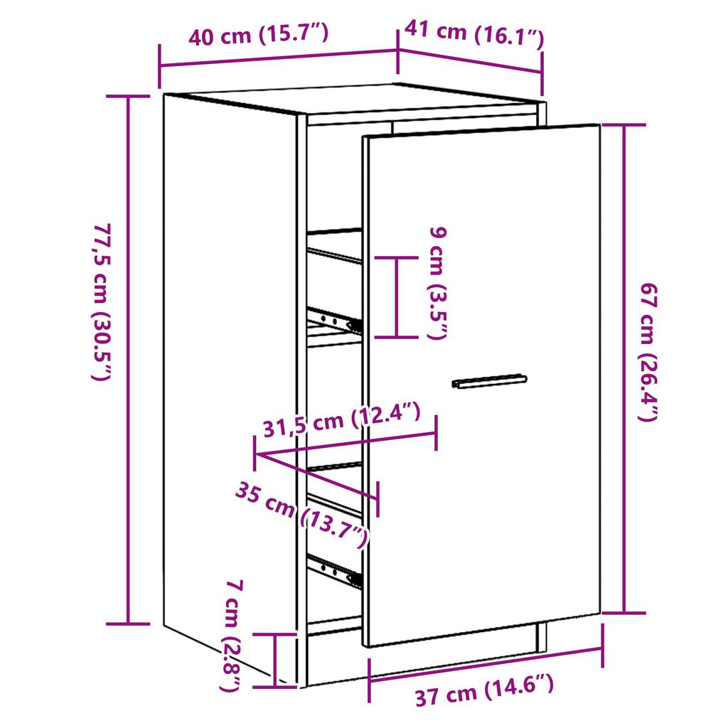 vidaXL Φαρμακοποιός Ντουλάπι Μαύρη Δρυς 40x41x77,5 εκ. Επεξεργασμένο Ξύλο