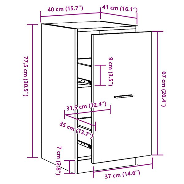 vidaXL Φαρμακοποιός Ντουλάπι Μαύρη Δρυς 40x41x77,5 εκ. Επεξεργασμένο Ξύλο