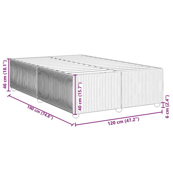 vidaXL Πλαίσιο Κρεβατιού χωρίς στρώμα Μαύρο 120x190 εκ. Υφασμάτινο