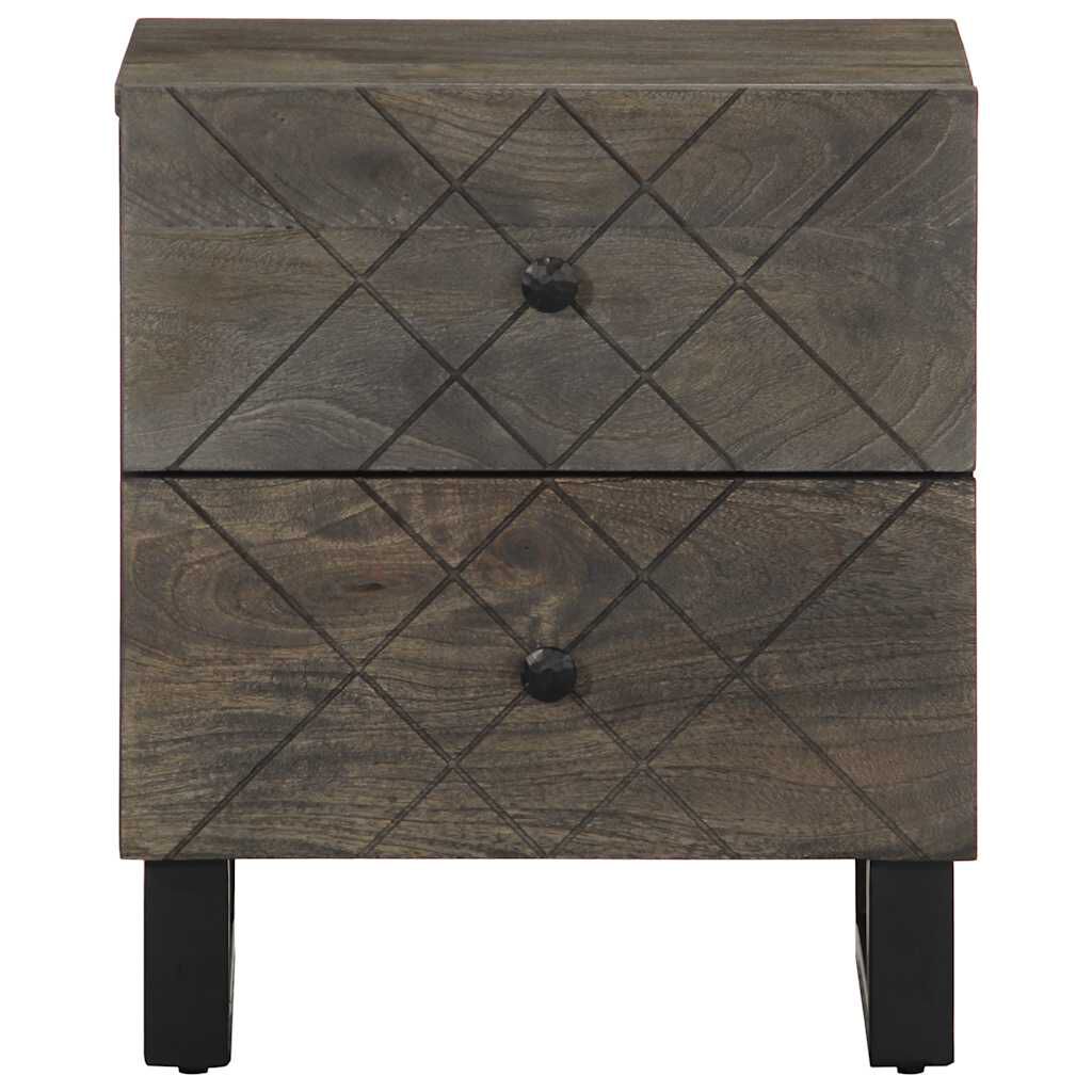 vidaXL Κομοδίνα 2 τεμ. Μαύρα 40 x 33 x 46 εκ. από Μασίφ Ξύλο Μάνγκο