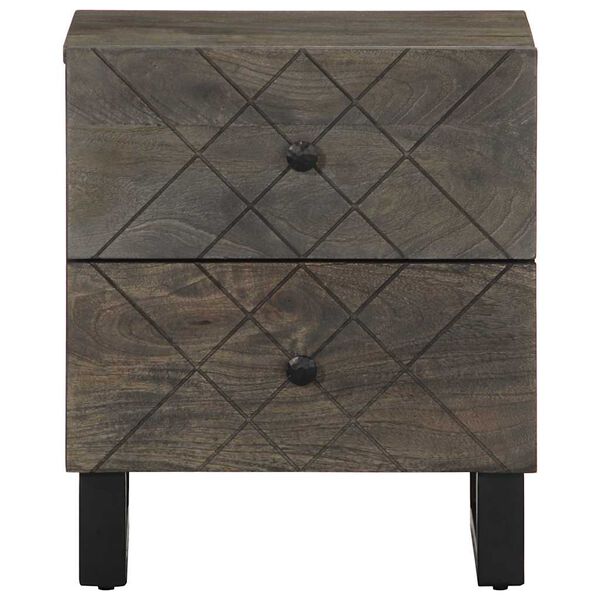 vidaXL Κομοδίνα 2 τεμ. Μαύρα 40 x 33 x 46 εκ. από Μασίφ Ξύλο Μάνγκο