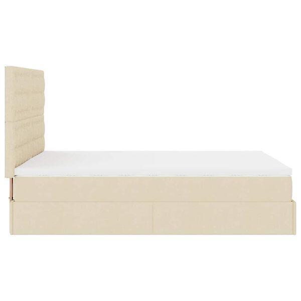 vidaXL Οθωμανικό κρεβάτι με στρώμα Cream 140x200cm ύφασμα