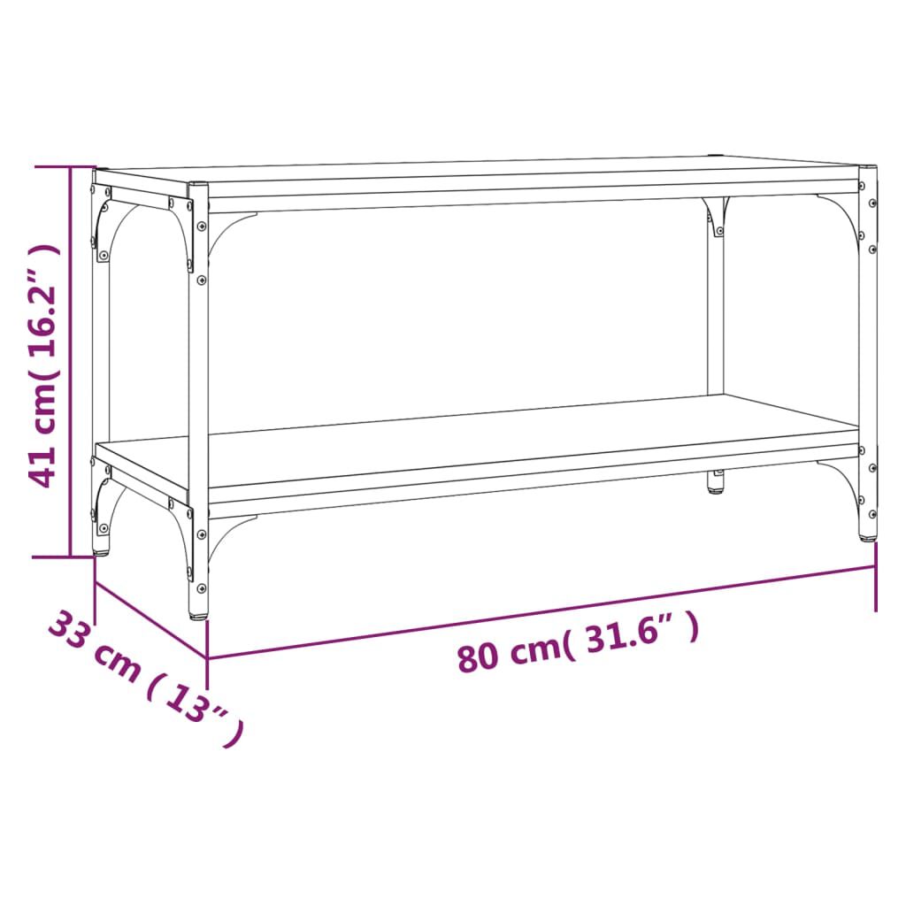vidaXL Έπιπλο Τηλεόρασης Μαύρο 80x33x41 εκ Επεξεργασμένο Ξύλο & Ατσάλι