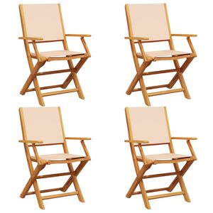 vidaXL Καρέκλες Κήπου Πτυσσόμενες 4 τεμ. Μπεζ από Ύφασμα / Μασίφ Ξύλο