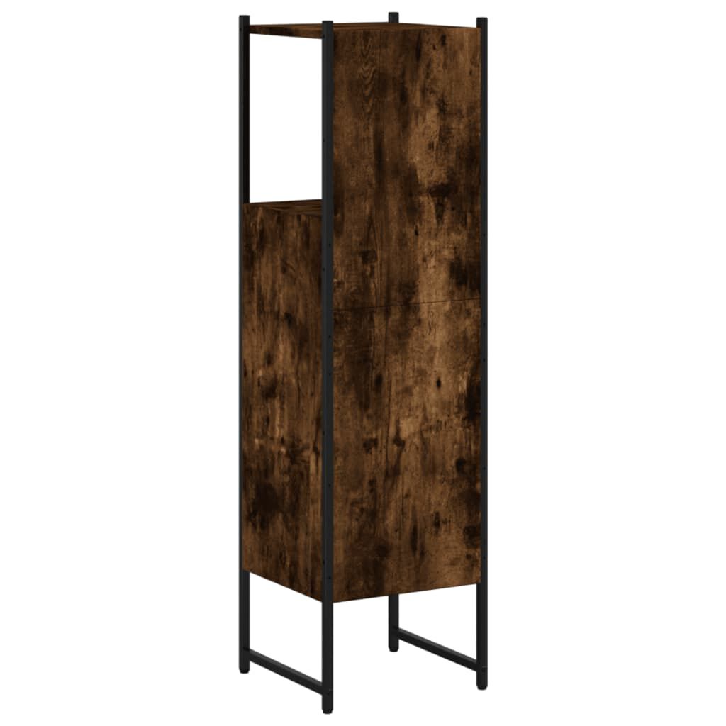 vidaXL Ντουλάπι Μπάνιου Καπνιστή Δρυς 33x33x120,5 εκ. Επεξεργ. Ξύλο